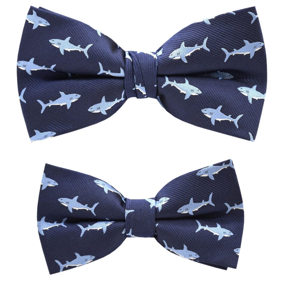 3105 Shark Pattern Bow ties + Boy Shark Pattern Bow ties - Picture 1 of 7